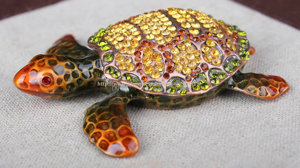 

Small Turtle Jeweled Trinket Box with Shiny CrystalsTurtle Tortoise Jewelled Trinket Box Jewelry Box Turtle Pill Box Figurine