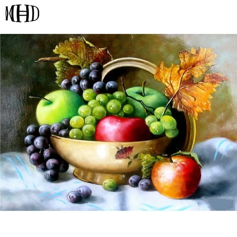 MHD 5D DIY Алмазная картина фрукты 3D вышивка крестиком виноградное яблоко