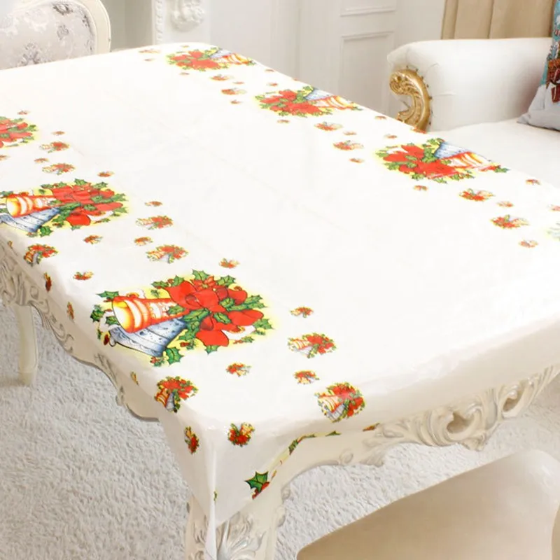 

Hoomall New Year Household Christmas Decorations for Home 110x180cm PVC Christmas Disposable Tablecloth Embroidery Table Covers