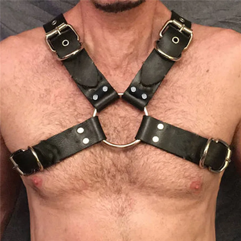 

MSemis Harness Mens Bondage Gay Punk Leather Harness Men Body Chest Shoulder Half Harness Belt Fetish Gay bdsm Bondage Clubwear