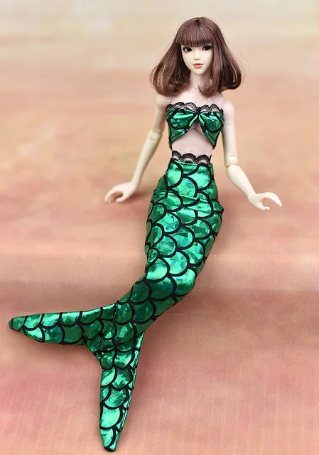 Handmade Dolls Party Dress Gown Skirt Fashion Clothes For Barbie Doll Genuine Mermaid Tail Dress Baby Toy 5