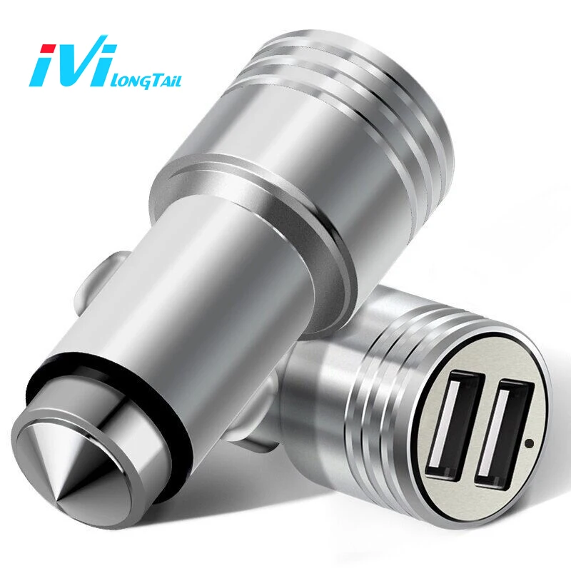 Dual USB Car Charger Digital LED Display 5V 2.1A Aluminium Alloy Fast