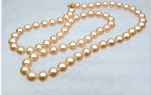 

free shipping > Genuine round 6.5-7mm AAA+ pink golden akoya pearl necklace 6.07