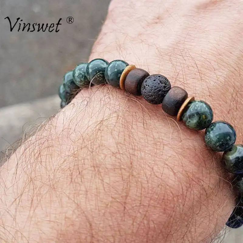 Natural Labradorite 8mm Natural Black Lava Bead Diffuser Bracelet