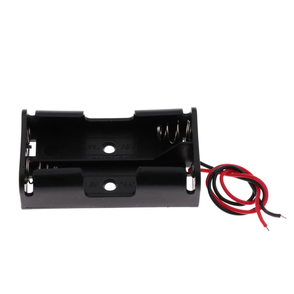 5x Plastic Battery Holder Box Storage Case Set with Wire for AA battery 