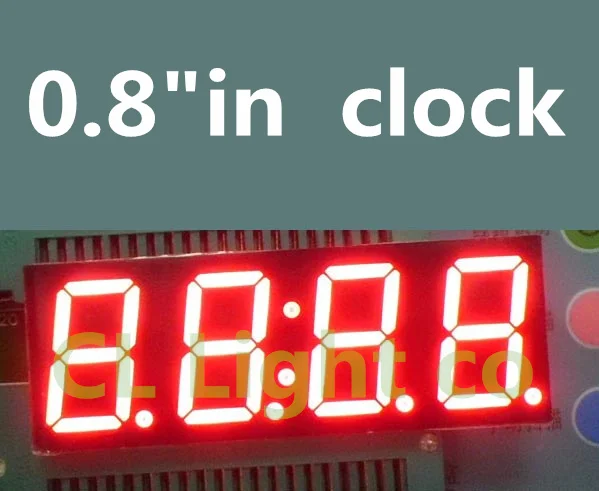 Отличное качество 0 8 дюйма 7 семи сегментов 4 бит 8in красные часы светодиодный