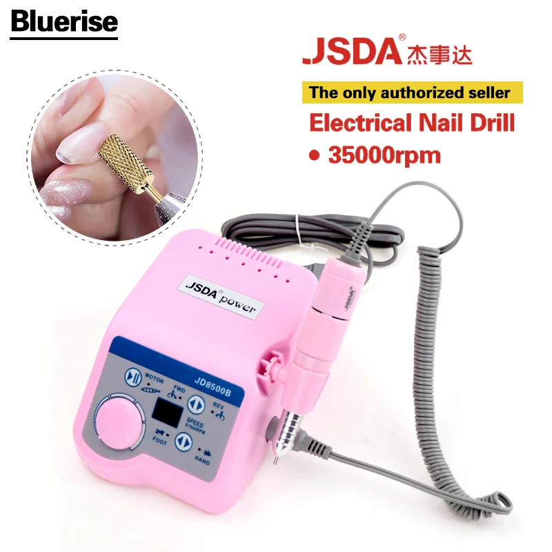 JSDA 35000 RPM 65W Pink Nail Drill Nail Art Equipment Manicure Tools Pedicure Acrylics Grey Electric Nail Drill Pen Machine Set