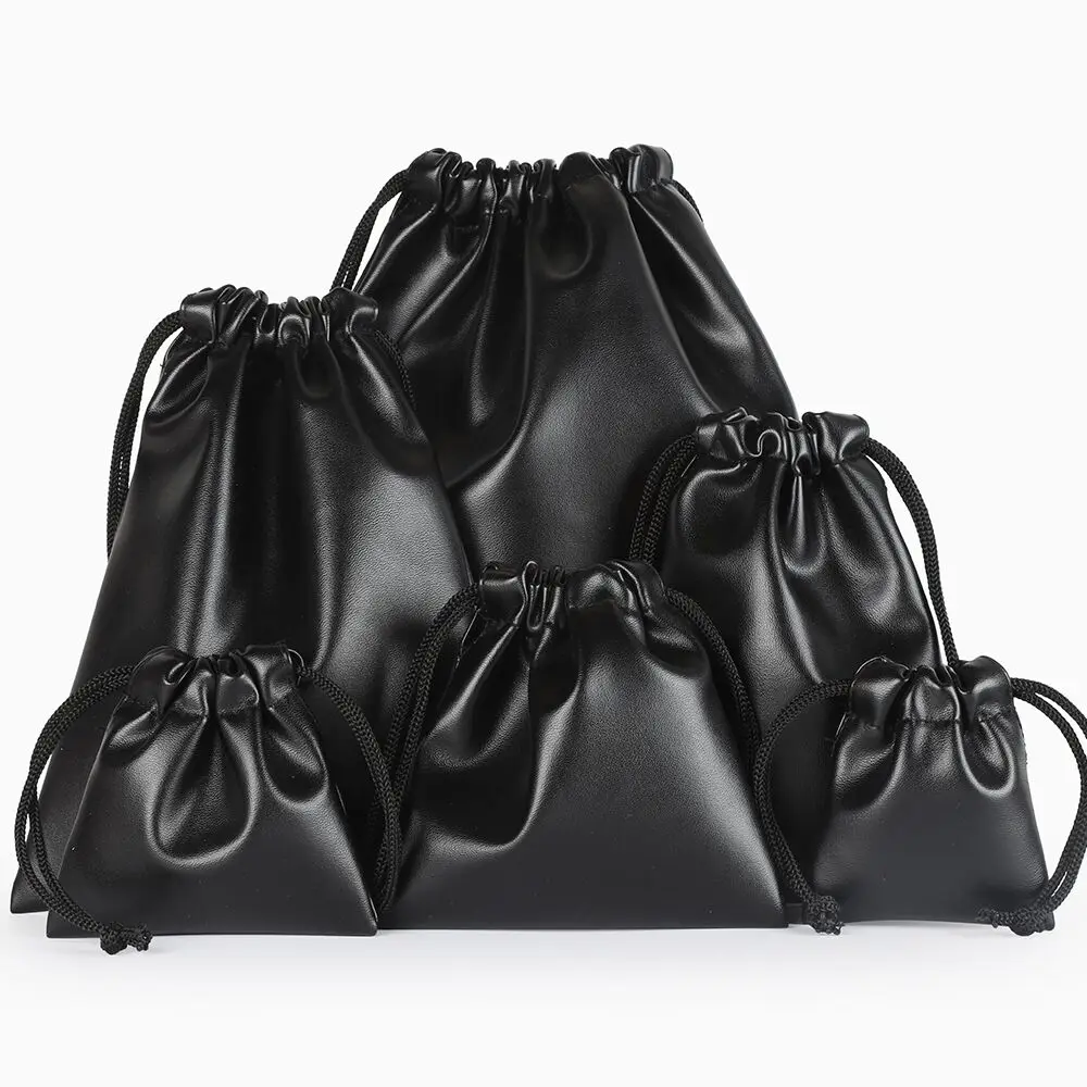 Логотип печати упаковки bag черный кожаный шнурок Свадебные Рождество сумка