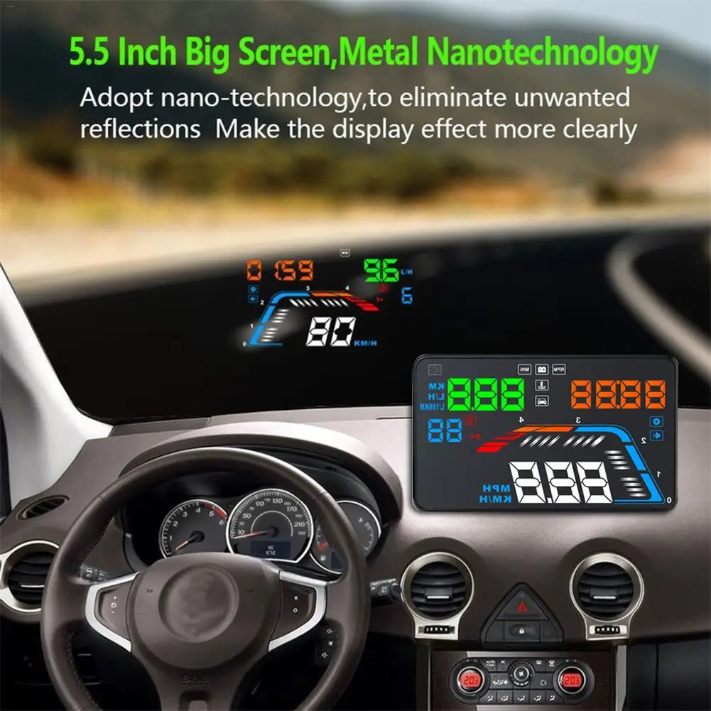 

New OBD HUD Head Up Display Q700 OBD2 HUD Head Up Car Speed Projector On-Board Computer Speedometer Windshield Display 5.5" GPS