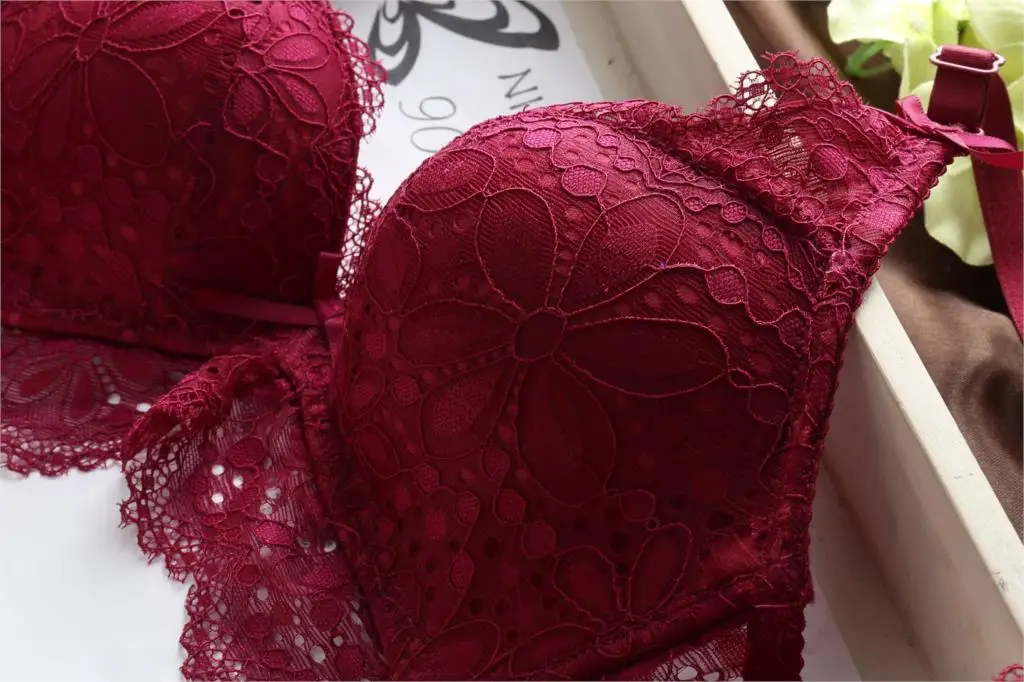 Sexy Lace Bra Adjustable Floral Lace Soft Rims Bra Set Push up Lingerie Women Underwear Sets