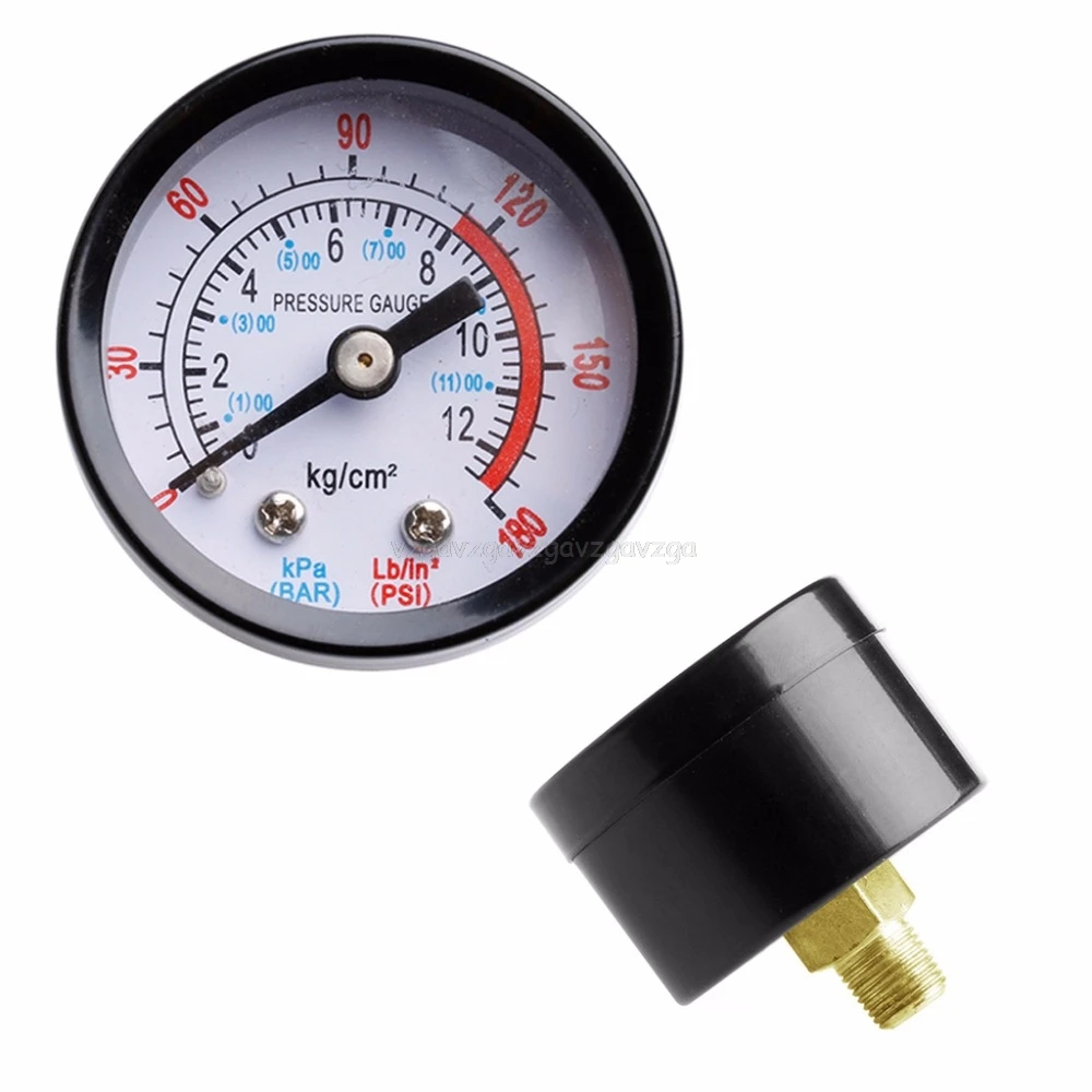 

Air Compressor Pneumatic Hydraulic Fluid Pressure Gauge 0-12Bar 0-180PSI New