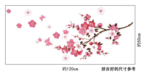 3D розовый цветок вишни Наклейка на стену искусство домашний декор графические Цветы Лепестки дерево