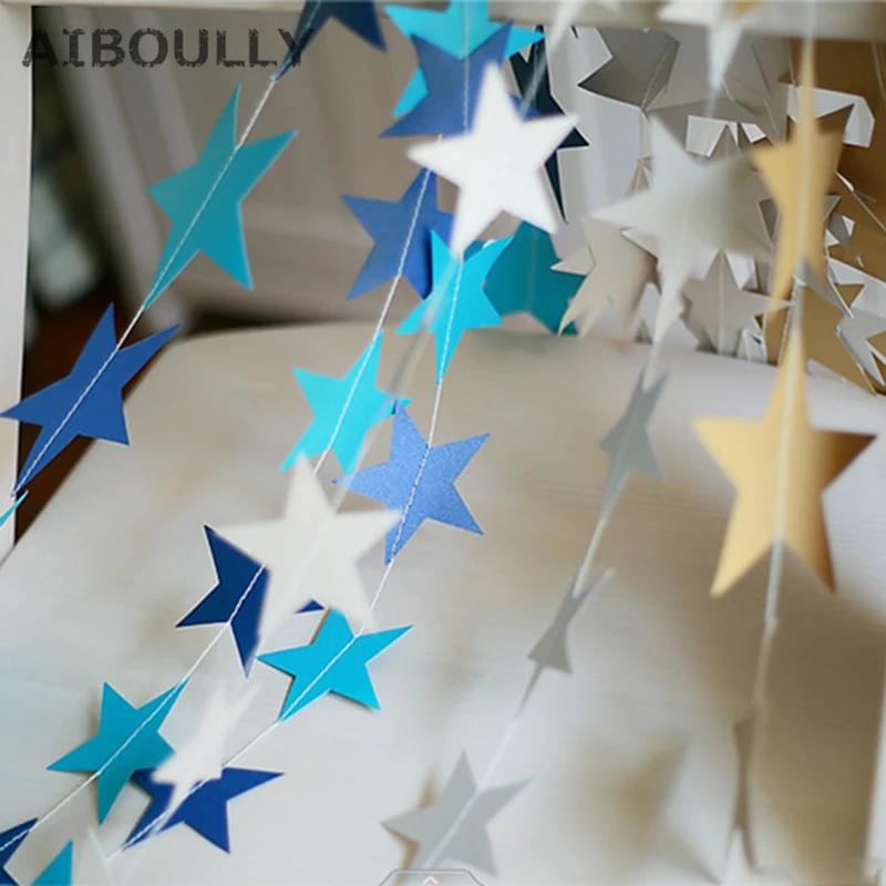 Guirnalda papel colgante con banderines de estrellas de colores, guirnalda de cadena, decoración de cortina, adornos DIY fiesta de cumpleaños y boda, 4M|decorative decorative|decor diydecoration hanging - AliExpress