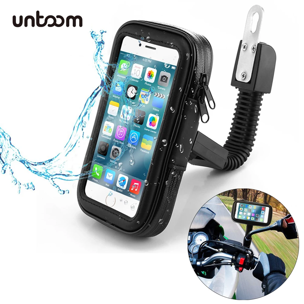 

Waterproof Motorcycle Cell Phone Holder Bag Case for iPhone Xs Xr X 8 7 Plus Bike Review Mirror Mount Holder for Samsung Xiaomi