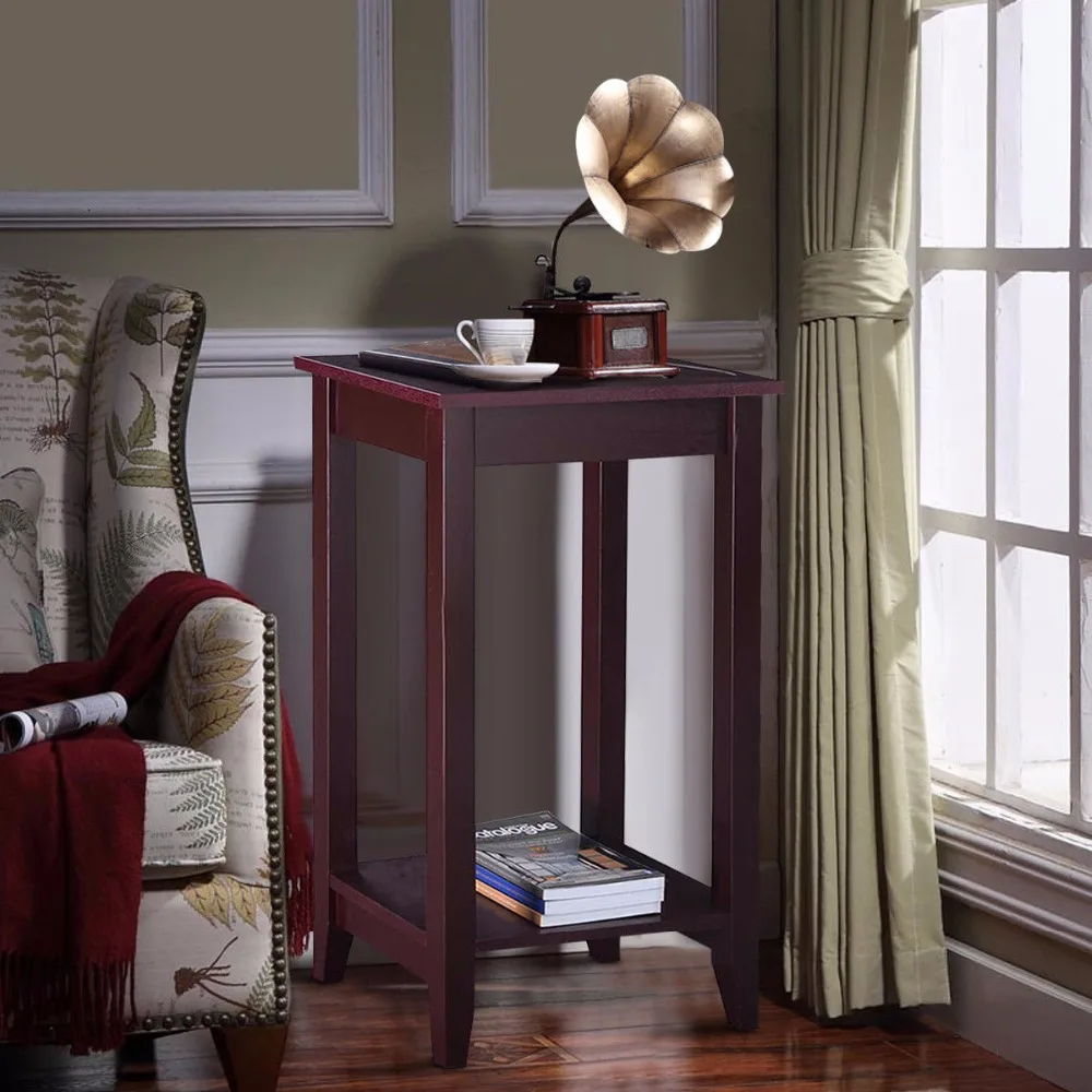 Giantex طويل القامة نهاية طاولة القهوة الحديثة غرفة المعيشة الخشب الجانب نايتستاندس متعددة الأغراض حامل لرف لعرض الجداول وحدة التحكم HW51529