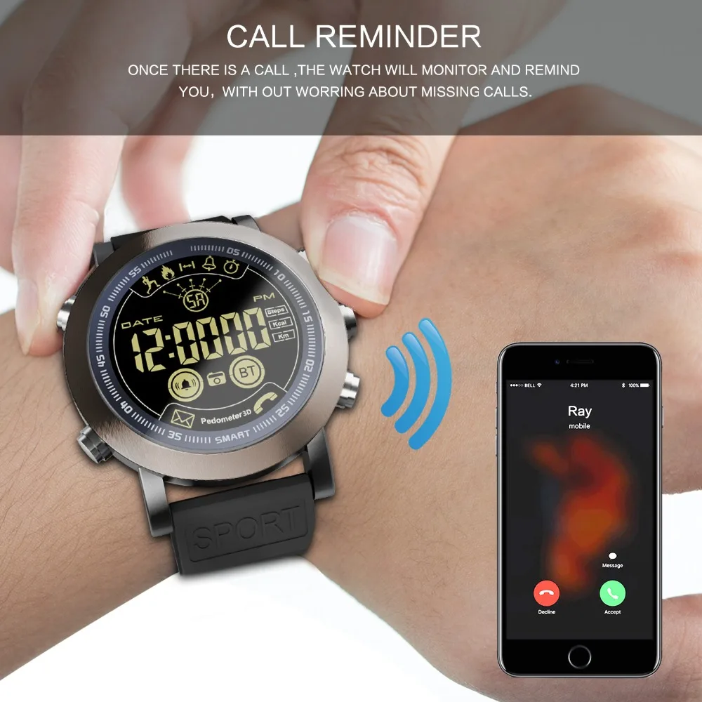 LEMFO LF23 Smart Watch Men Professional Sport IP68 Waterproof 610Mah Battery 33 Months Long Time Standby Vintage Clock