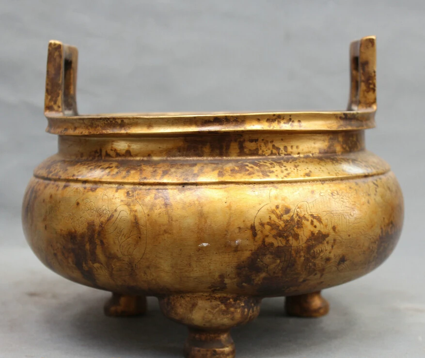 

USPS to USA S2201 10" Marked China Chinese Dynasty Palace Copper Statue Incense Burner Censer B0401