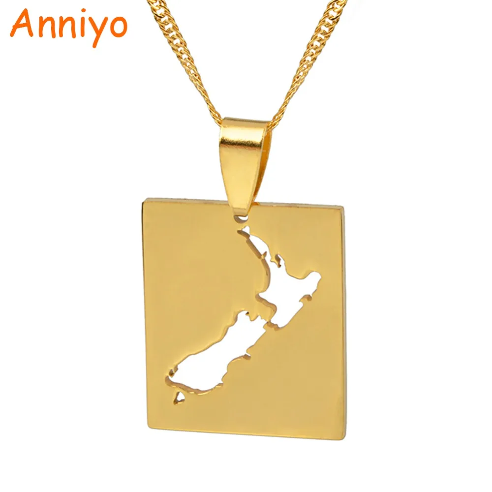 Anniyoc New Zealand Map Pendant Necklaces Gold Color NZ Maps Jewelry Gifts 021121in Pendant