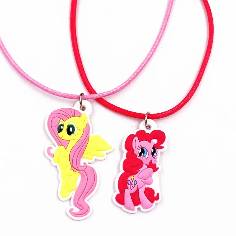 

1Pcs Girls Cartoon My Little poni Pendant Necklace Jewelry Cosplay Unicorn pearl rope chain Kids Trinket Diy accessories