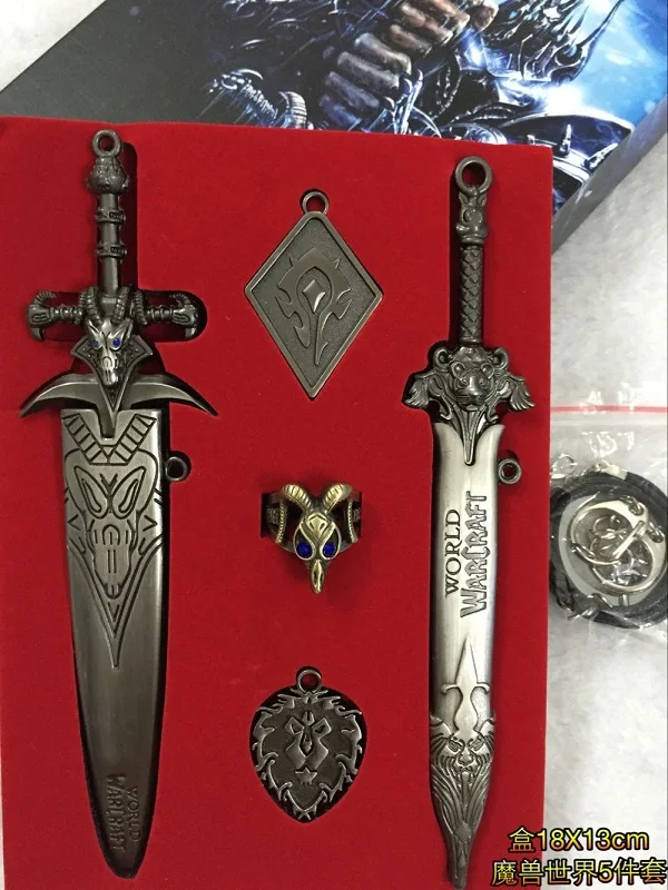 

Japanese anime Naruto One Piece WOW Frostmourne Key Chain necklace finger ring Keychain model toys Periphery accessories