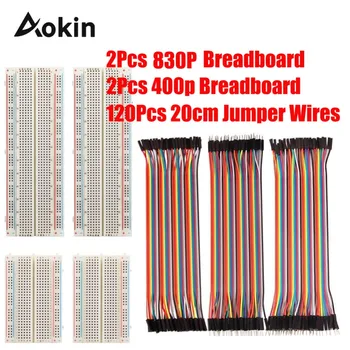 

4 Pieces Breadboards Kit with 120 Pieces 20cm Jumper Wires for Arduino diy kit Proto Shield Circboard Prototyping