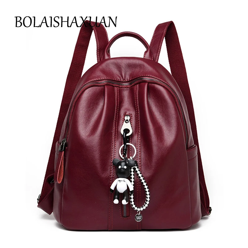 Luxury Spanish Bear Women Backpack Genuine Leather School Bags For