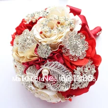 8 дюймов красный свадебный букет невесты Брошь в виде букета, в том числе корсаж для жениха