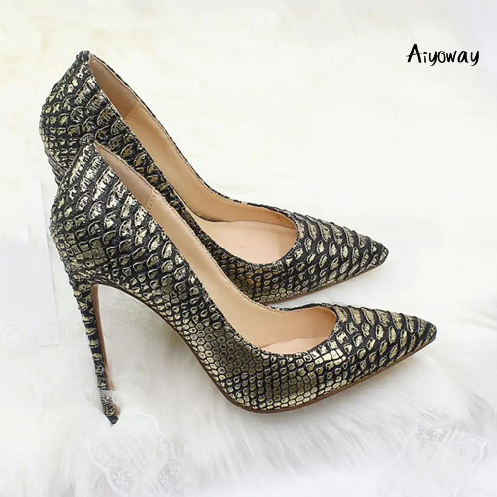 

Pointed Toe Fish Pattern Purple High Heels Women gray Shoes Ladies 10cm 12cm Pumps Autumn Spring Party Thin Sexy Heels aiyoway