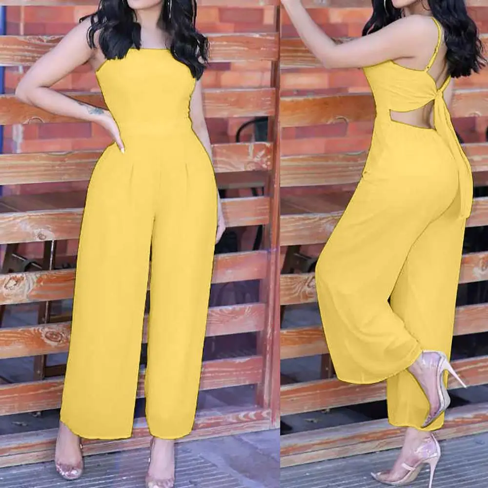 

Fashion Sleeveless Women Casual Summer Sexy Solid Camisole Easy Jumpsuits