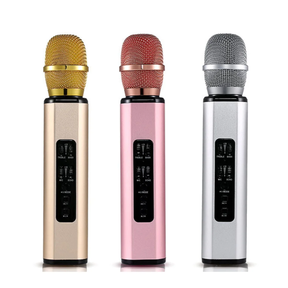 

Explosion models K6 wireless Bluetooth metal microphone karaoke double speaker capacitance music professional recording speaker