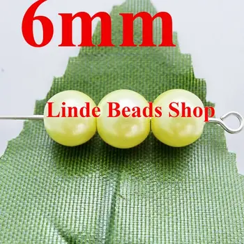 

750pcs/lot 6mm glass pearl beads christmas ornament loose round beads for jewelry, decoration, pale yellow colour GP06064