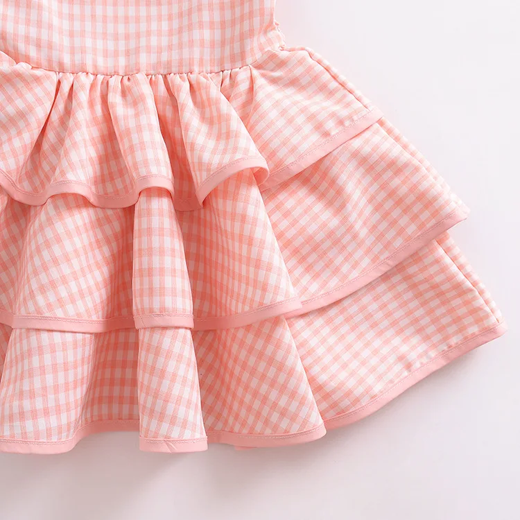 Humor Bear/ г. Новая летняя детская одежда для маленьких девочек клетчатое платье с открытой спиной и рукавами-крылышками вечерние модные платья для маленьких девочек