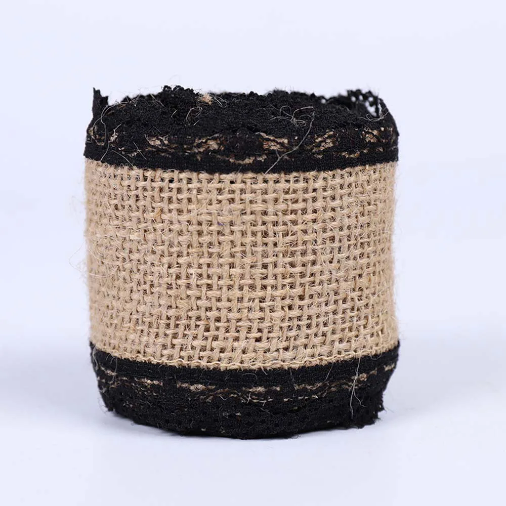 2 м/ширина рулона 5 см льняная Черная кружевная лента натуральный винтажный джут Hessian из мешковины ленты для украшения свадебной вечеринки ленты подарочная упаковка