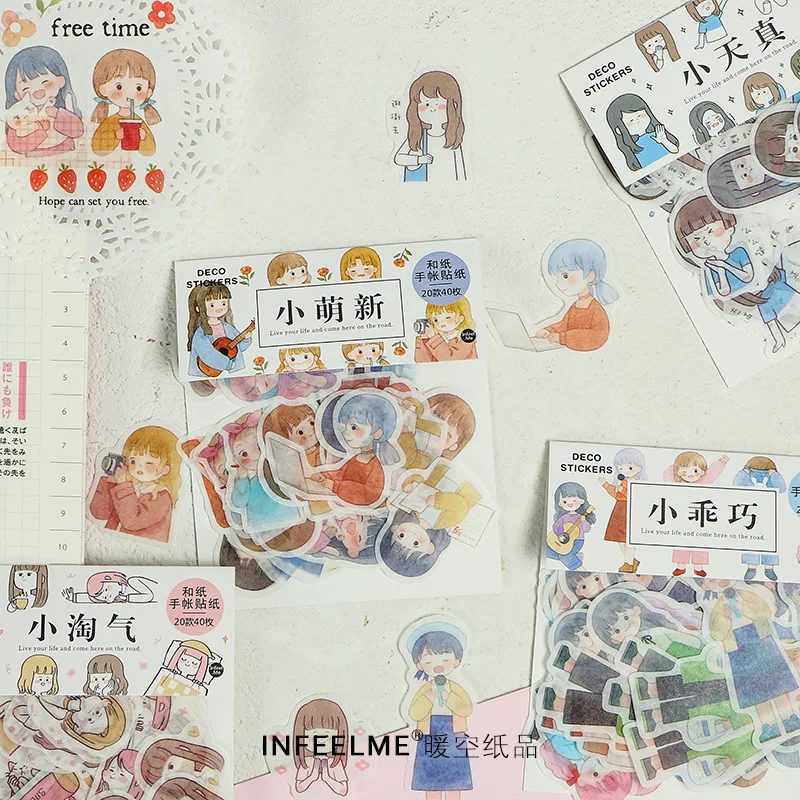 

40 pcs/pack A Girl Clever Series Decorative Stickers Adhesive Stickers DIY Decoration Diary Stationery Stickers Children Gift