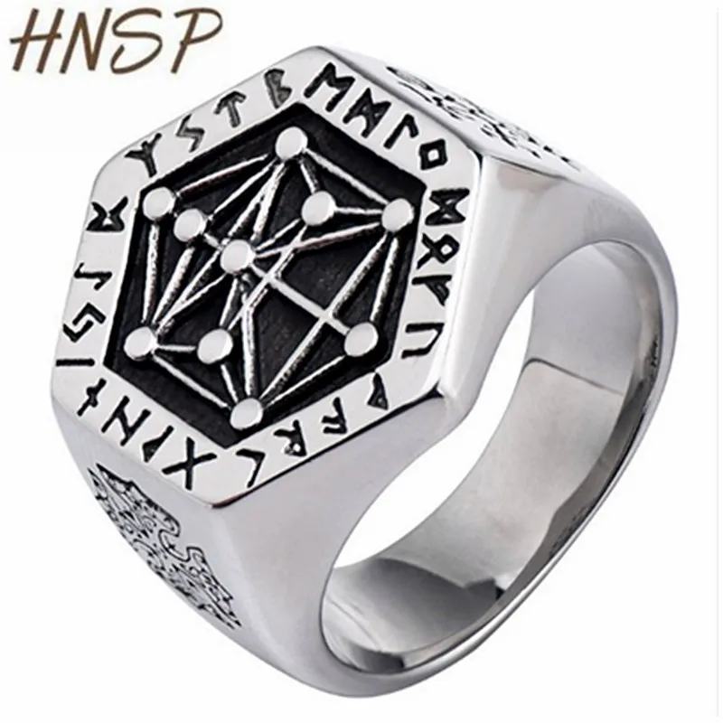 

HNSP Vintage Nordic Viking Tree of Life Totem Ring For Men Male punk jewelry Anel