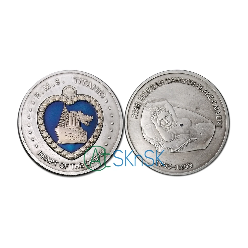

R.M.S Titanic Tradedy Commemorative Coin Silver Plated Heart of the Ocean Souvenir Coins for Collections
