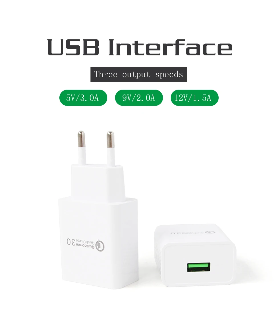 Quick Charge QC 3.0 USB Mobile Phone Chargers EU Conversion Plug Adapter Travel Wall For Universal Mobile Phone Fast Charging (3)