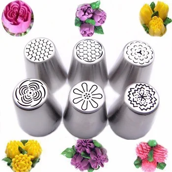 

6Pcs Russian Tulip Flower Cake Icing Piping Nozzles Decorating Tips Baking Tools