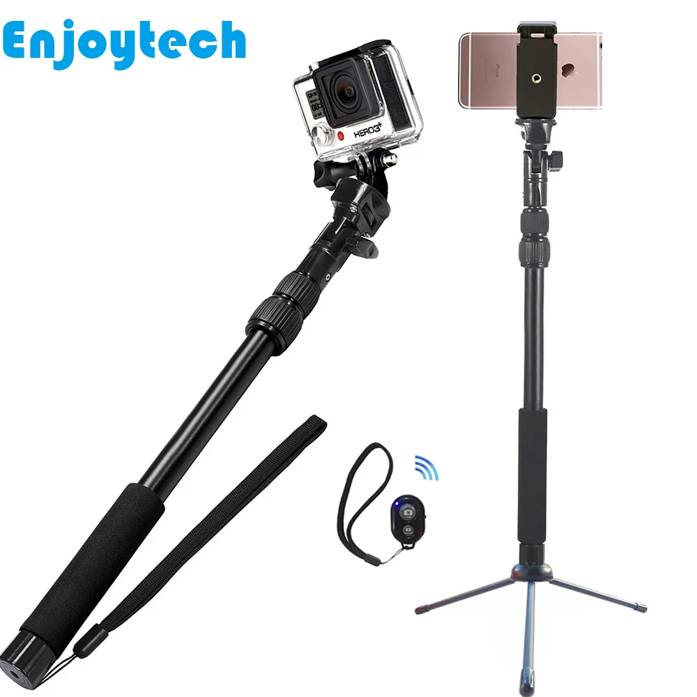 

3 In 1 Metal Selfie Stick With Mini Tripod+Bluetooth Remote For Iphone Samsung Xiaomi Phones Monopod for Gopro SJcam SLR Cameras