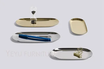 

Gold Color stainless Steel Oval Storage Tray Dish Plate/tea tray gold/silver/Gradient color Ins popular decoration storage plate