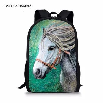

TWOHEARTSGIRL Cool Crazy Horse Backpack for Boys Girls Designer Primary Student Kids Rucksack Casual Child Baby Bagpack Mochila