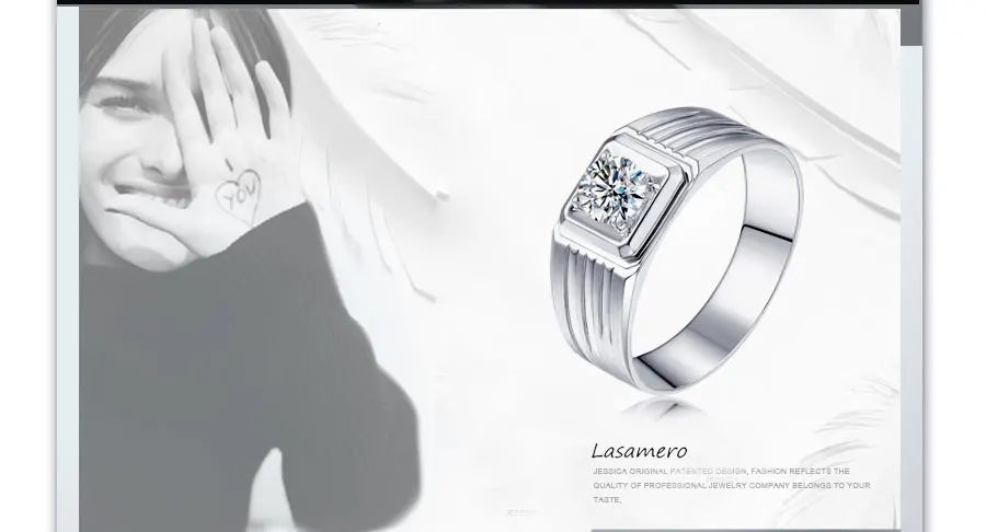 Lasamero Кольца для Для мужчин 0.08ct круглой огранки природных кольцо с бриллиантом 18 К белого золота Обручение обручальное кольцо