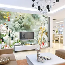 QINGCHUN Пользовательские печати 3D ткань и текстильные обои настенные фрески матовый шелк для гостиной китайский нефрит цветок птицы фон