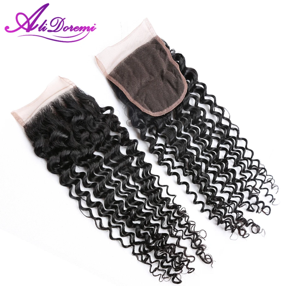 

7A Peruvian Deep Wave Closure Alidoremi Hair Products Deep Wave Peruvian Closure Peruvian Deep Curly Human Hair 1b 4*4 closure