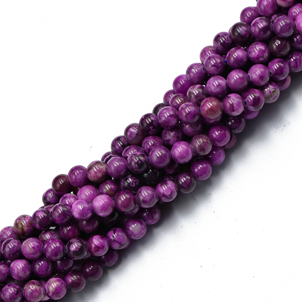 15' Purple Charoite Stone Round Spacer Loose Bead 6mm Jewelry Making Accessories for Necklaces and Bracelets