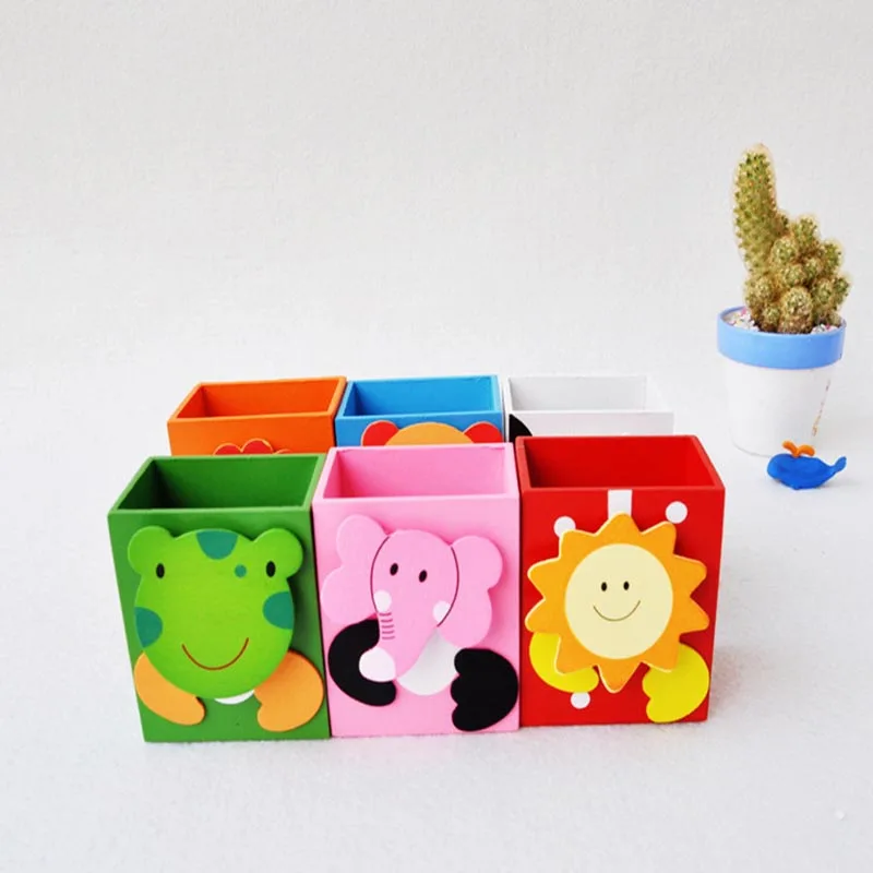 

New 1PCS Wooden Cartoon Pen Holder Cute Animal Pen Box Students Study Supplies Gifts Desk Organizer kawaii School Stationery