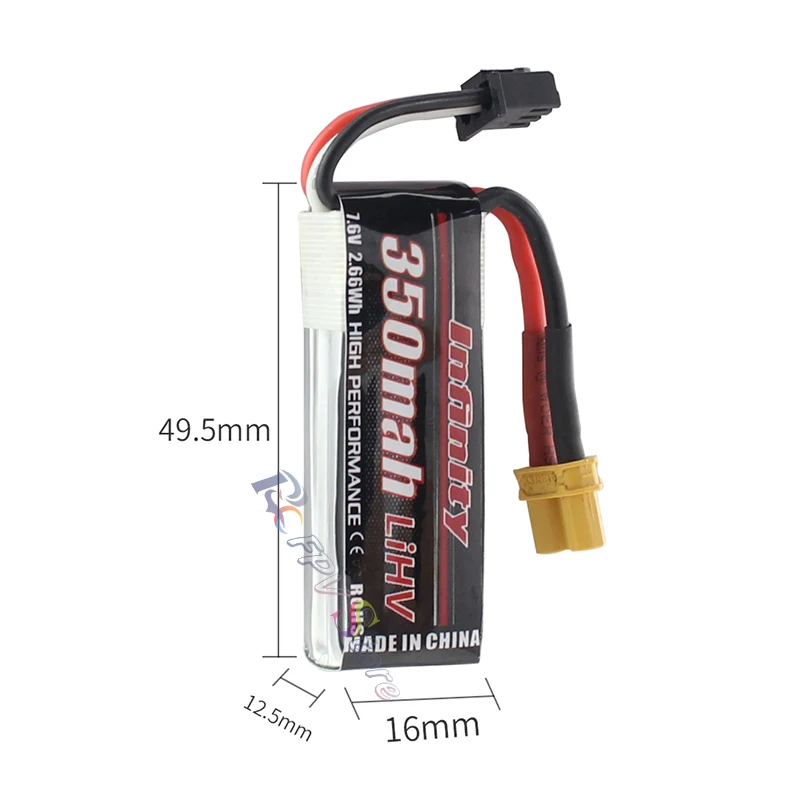 5 шт. аккумулятор Infinity Lipo 350mAh 2S 7,6 V 85C FPV с разъемом Amass XT30 XT30U для внутреннего гоночного дрона