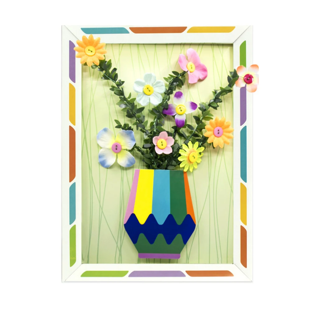 A3 Kids Handmade Button Bouquet Toy Kindergarten Children Creative Educational Toys DIY Flower Arrangement Kit Holiday gift - Цвет: A3