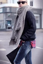 Winter Scarf 2016 Lady Women Blanket Oversized Tartan Scarf Wrap Shawl White and Black Plaid Houndstooth Echarpes Femininas Cape