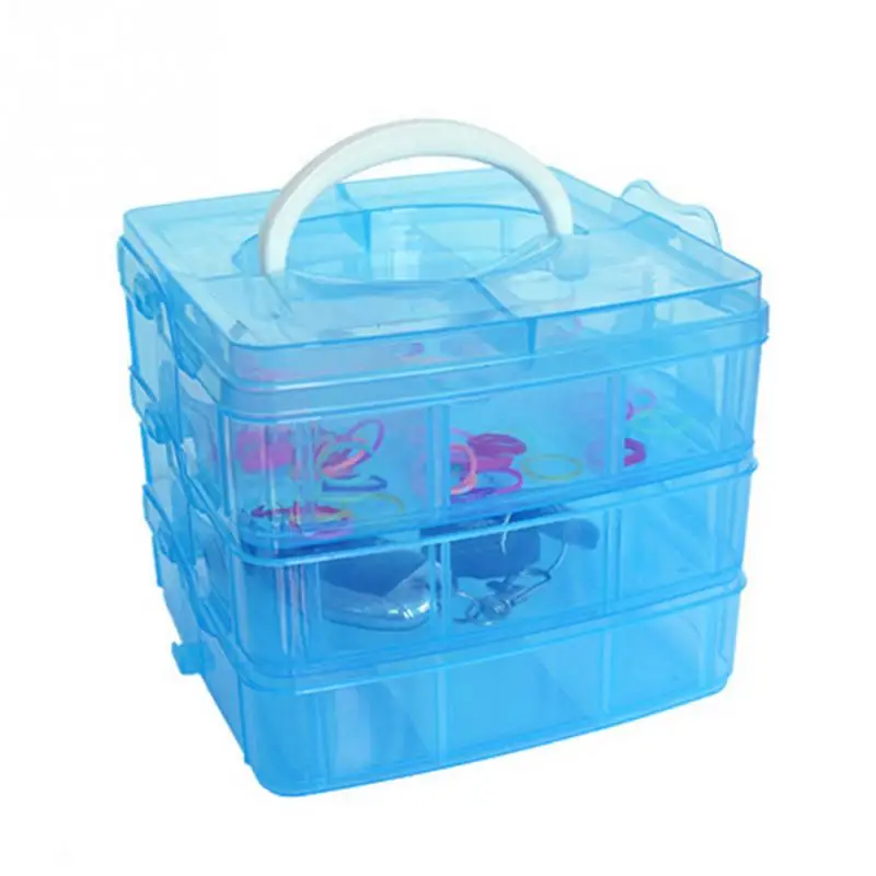 

3-layers detachable Jewelry Organizer Holder Cabinets DIY desktop storage box Transparent Plastic Storage Box for small objects